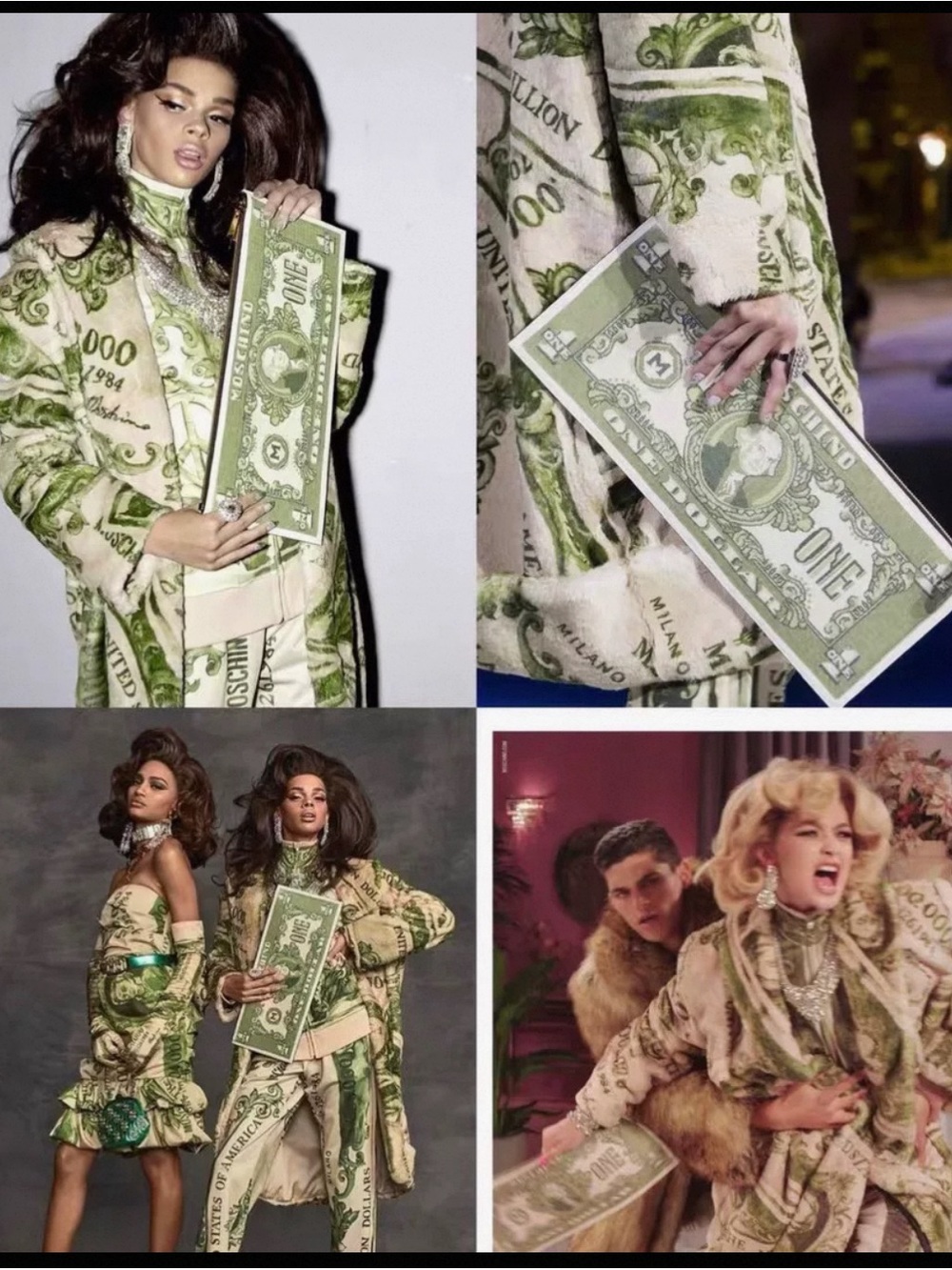 New Moschino Green Dollar Bill Clutch - Picture 3 of 10